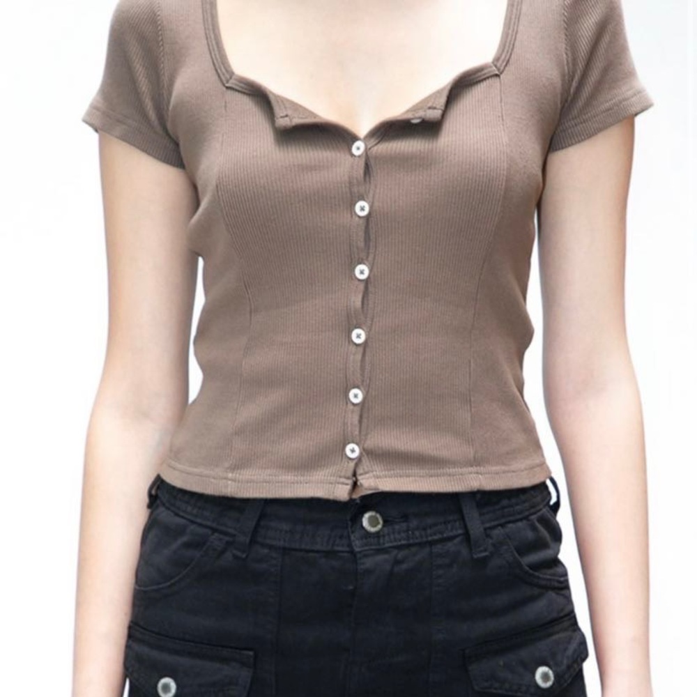 Brandy Melville brown zelly top short sleeve no flaws like new